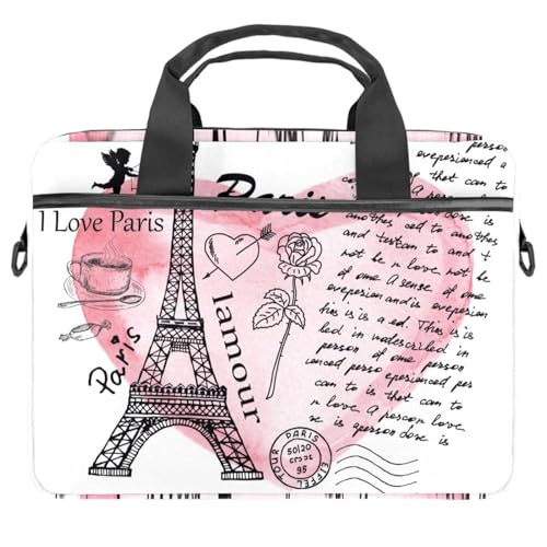 Maletín Torre Eiffel acuarela para laptop 14 pulgadas con asas cómodas y protección acolchada