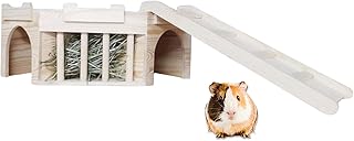 Rabbits Wood Hay Rack Guinea Pig Natural Wooden Hay Feeder Rack Large Capacity Hay Holder Dual Purpose Habitat and Feeder Alfalfa Timothy Hay Dispenser for Rabbits Guinea Pig Chinchilla