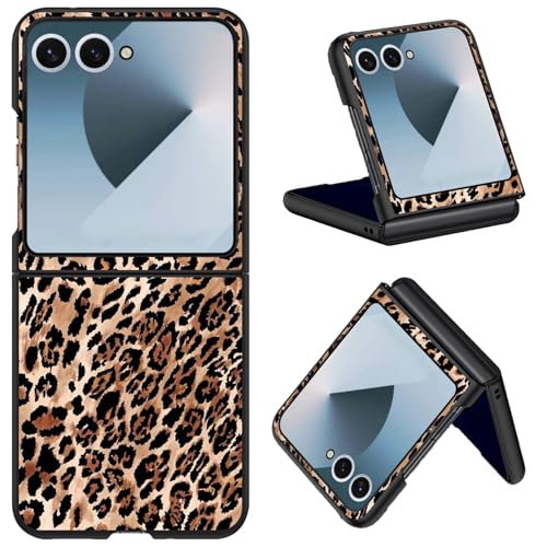 Qindaiwen for Samsung Galaxy Z Flip 7 Case, Ultra Thin Hard PC Shell Slim Protective Phone Cover, Shockproof Scratch-Resistant Shell for Galaxy Z Flip 7 5G, Leopard Print