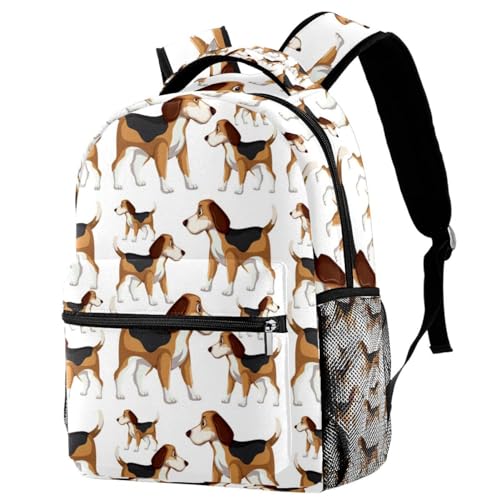 Sac à dos d'école pour filles et garçons avec motif beagle de dessin animé multicolore