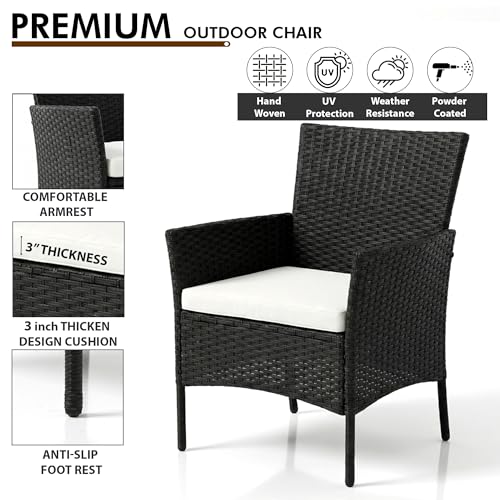 Image of OUTLIVING Outdoor 4 Seater Sofa Set || Patio Furniture Sets || Balcony Sofa || Indoor Sofa || Wicker Rattan Garden Sofa Set with Cushion and Center Table (Black /White)