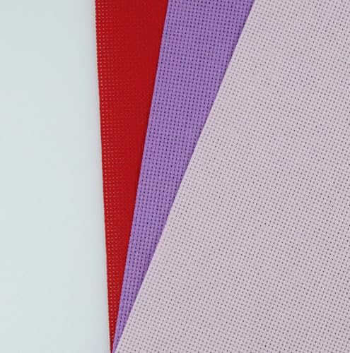 Image of KCS 3 pc of 15 inch x 18 inch(38cmx45cm) Counted Cross Stitch Cotton Aida Cloth Needlework Rolled Fabric Box,18CT,Lavender+Pink+Red