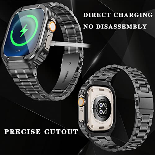 HASLFM Stainless Steel Straps with Case Compatible for Apple Watch 49mm Series Ultra 3/2/1 - Image 2