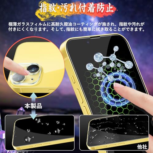 Image of Compatible iPhone 14 Glass Film (1 piece) + iPhone 14 Camera Film (1 piece) [Anti Peepering] Privacy, Full Protection, Automatic Adhesion, Anti-Bubbles, Anti-Fingerprint, Protective Film for iPhone 14