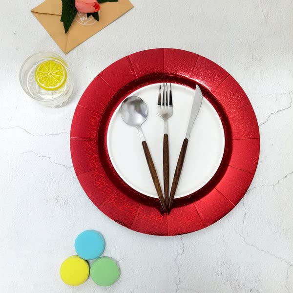 10 Platos Cargadores Desechables Rojos 13 pulgadas miniatura 7