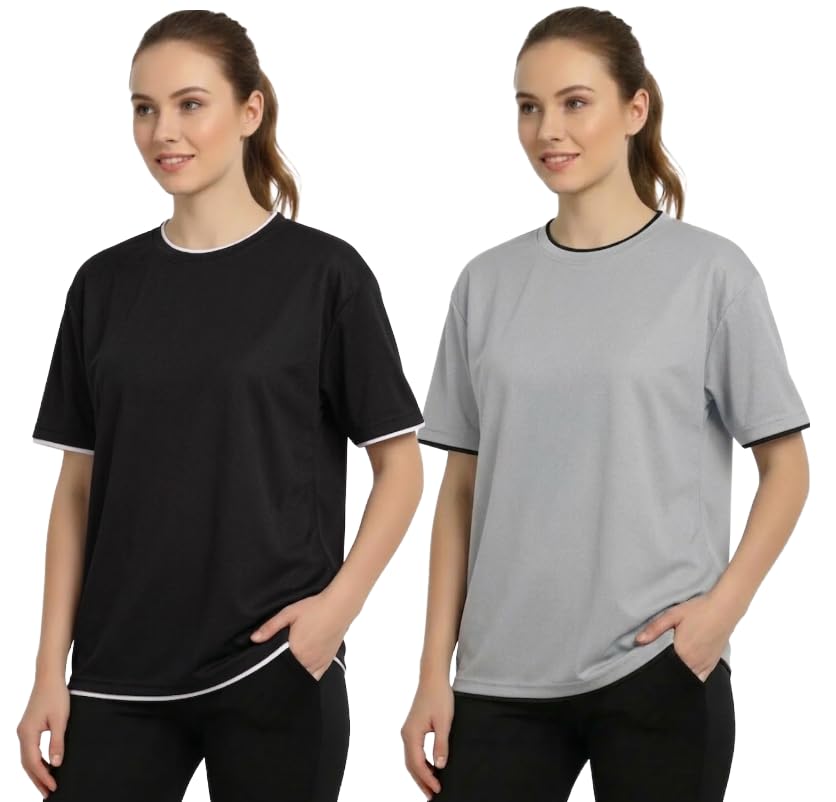 diaz Women Half Sleeve Tshirt for Women Cotton Round Neck Regular Fit Casual Top Solid T Shirt Ladies Stylish Trendy Summer Wear Casual Wear College Wear Office Wear Gym Wear Night Wear -Pack of 2-picture-19