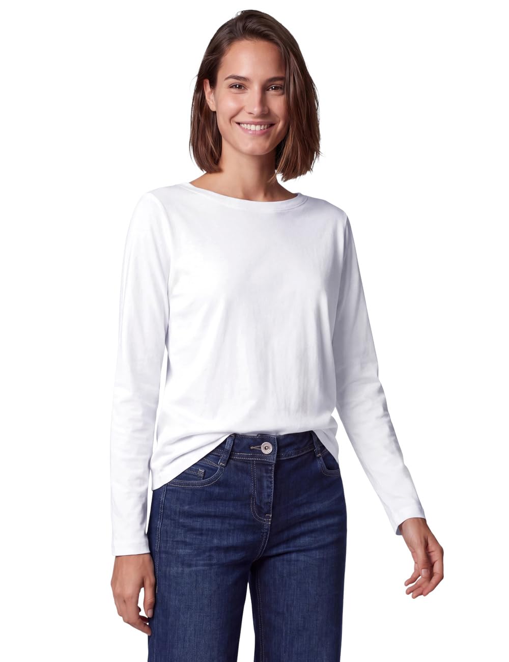 Cecil Damen 3232330 Langarm Shirt mit U-Boot-Ausschnitt (1er Pack)