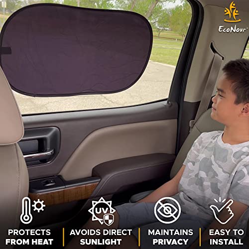 Image of EcoNour Car Side Window Shade for Baby - 2 Pack | Car Window Shade for Sun Glare, Heat and UV Protection | Rear Side Window Sunshade for Privacy Blackout Car Accessories | Medium (20 inchx12 inch)