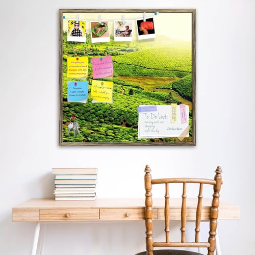Image of ArtzFolio Tea Plantations, Munnar, Kerala | Bulletin Board Notice Pin Board | Vision Soft Board Combo with Thumb Push Pins & Sticky Notes | Antique Golden Frame | 12 x 12 inch (30 x 30 cms)