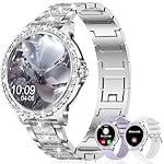 Smart Watch for Women with Diamonds (Answer/Make Call),1.32''Full Screen Smart Watch for Android /iOS,Fitness Tracker with Heart Rate/Blood Oxygen/Sleep Monitor/AI Voice Watches for Women,3 Straps