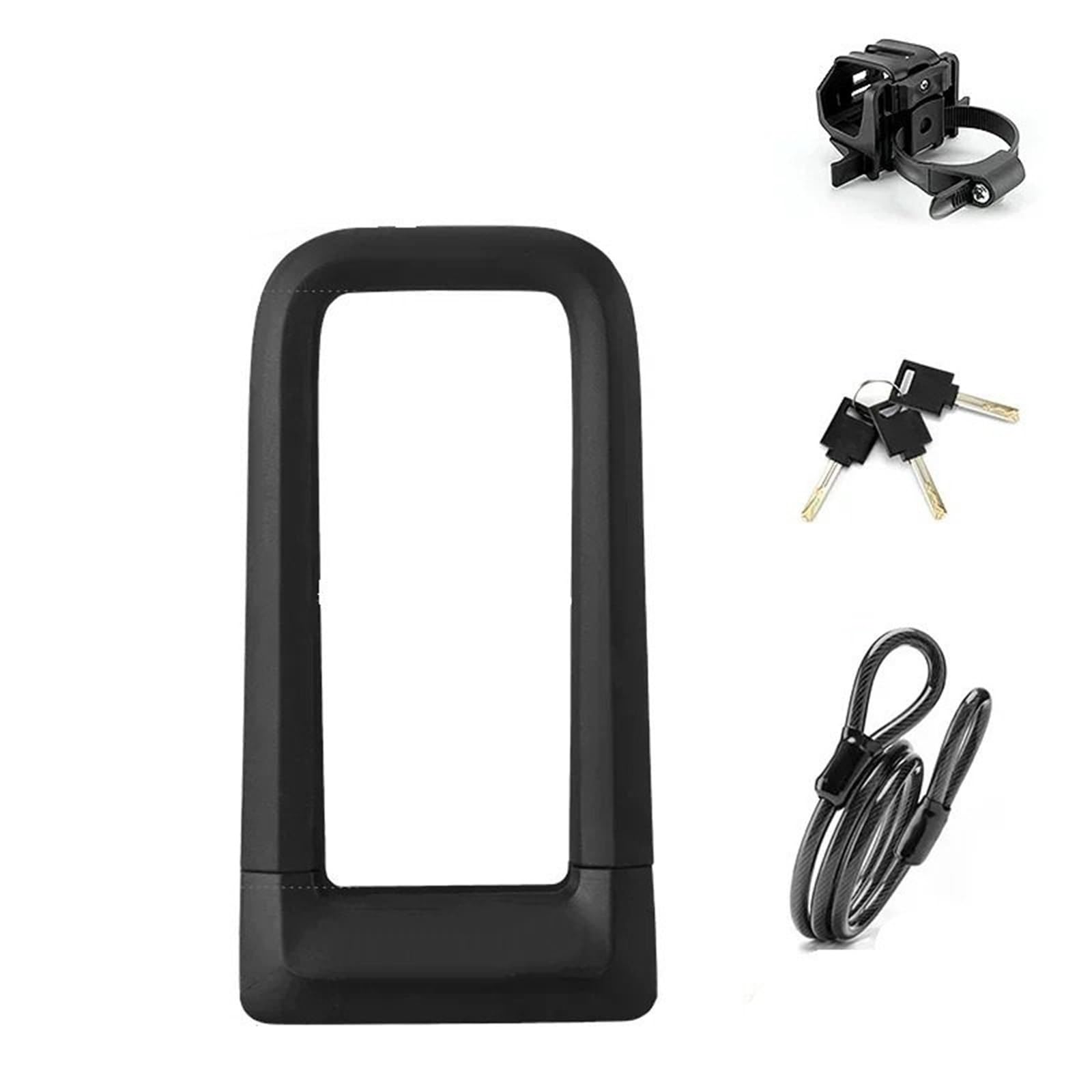 Laksjdnc Black With Cable Motorcycle Handlebar Lock Bike Lock Silicone U-Shaped Resistant To Hydraulic Shear Motorcycle Anti-Theft Motorcycle Disc Lock(Black With Cable)