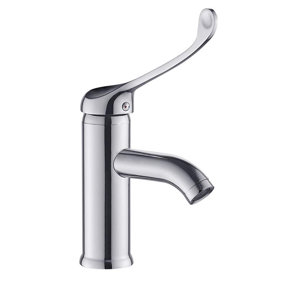 Grifo Mezclador de Codo Abierto, manija Larga elevada, Agua fría y Caliente, Montaje en encimera, Mesa médica, Lavabo Superior e Inferior, Fregadero, Acabado Cobre, para laboratori