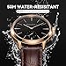 Watch for Men,Minimalist Mens Watches with Leather Strap and Replaced Steel Watch Band (Black/Gold)