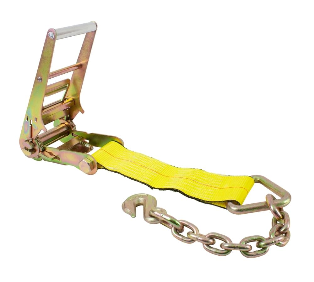 Mytee Products 10 cm x 9 m Ratchet Tie Down Paski z kotwicą łańcuchową 2,449.4 kg WLL Flatbed Trailer Tie Down (2 sztuki)
