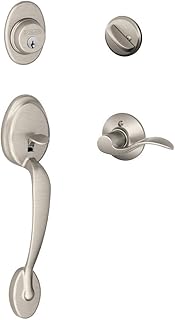 Schlage F60 PLY 619 Acc LH Plymouth Handleset with Accent Left Hand Lever Interior, Satin Nickel