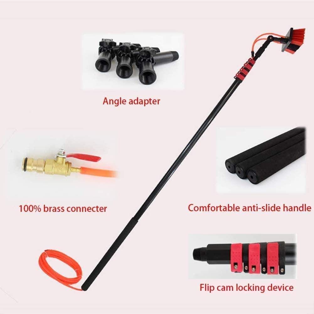 Kit per Il Lavaggio delle finestre con Asta di prolunga da 3,6 a 11 m, Strumento Multiuso per la Pulizia dei Pannelli fotovoltaici, Spazzola per spruzzo d'Acqua per Pannelli solari fotovolta