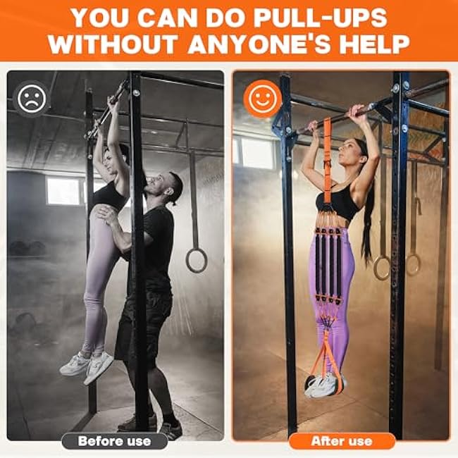 Pull Up Assistance Bands - Adjustable Heavy Duty Pull Up Assist Workout Bands for Men, Women, and Seniors - Resistance Bands for Pull Ups - Pull Up Bar Accessories (Orange)