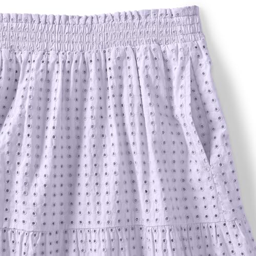 Lands' End Women's Poplin Elastic Waist Tiered Midi Skirt4