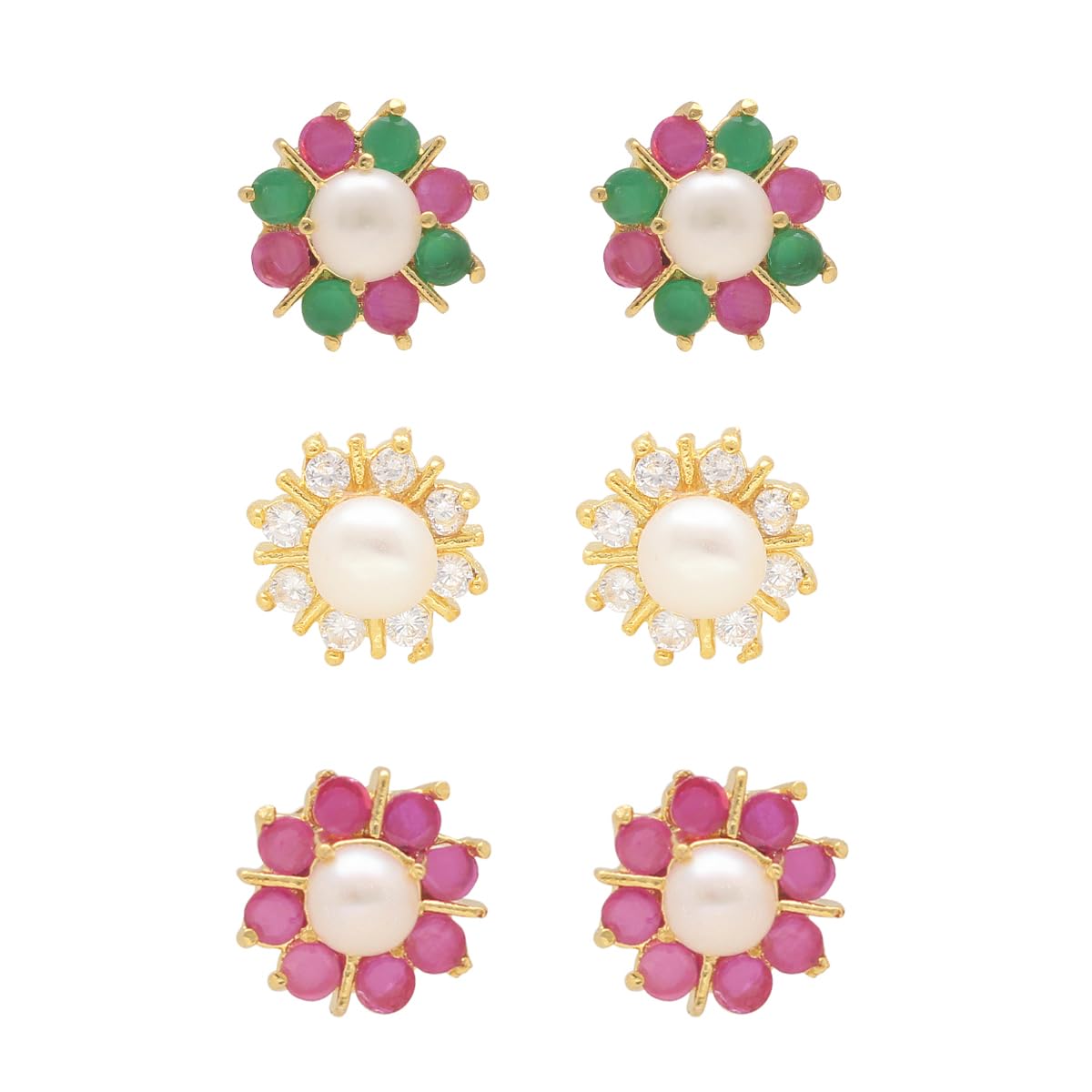 Sri Jagdamba Pearls Dealer ZigZig Combo Of 3 Pair Earrings Fashion Jewellery for Women (B0CHS9FKXP) Amazon Price History, Amazon Price Tracker