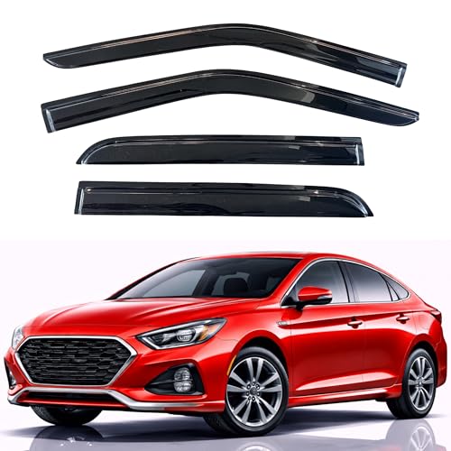 Image of KPY Rain Guards Fit for 2015-2019 Hyundai Sonata, Out-Channel Window Visors Vent Wind Deflectors 4PC, Car Accessories for 15-19 Sonata