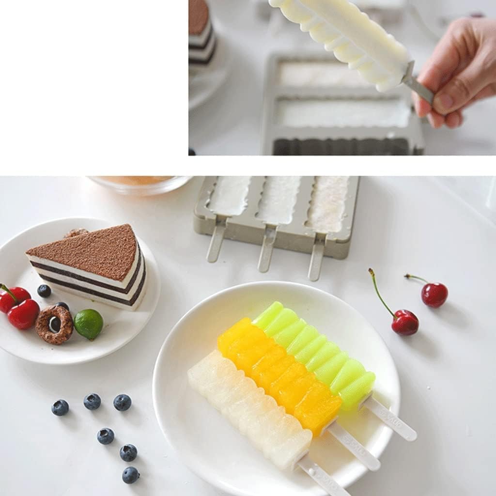 Homemade Silicone Ice Cream Mold Refrigerator to Make Popsicle Ice Cream Popsicle Mold Ice Cube Ice Box with Lid (OneColor 2 grids) (OneColor 2 grids)