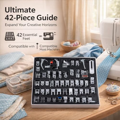 42 piezas kit de pies para máquina de coser multifunción miniatura 3