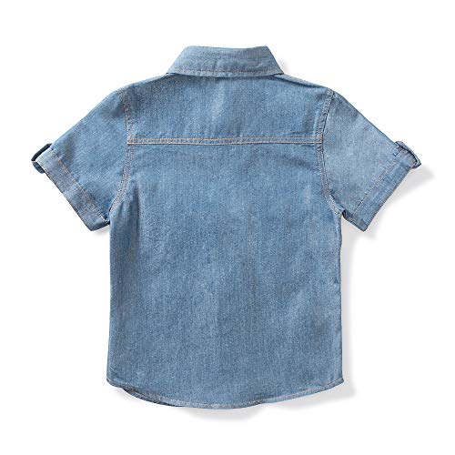 OCHENTA Boys' Short Sleeve Button Down Shirts Lightweight Denim Western Tops2