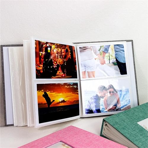 Álbum de fotos para bodas y viajes familiares con 200 fundas 10x15 en tela azul 7