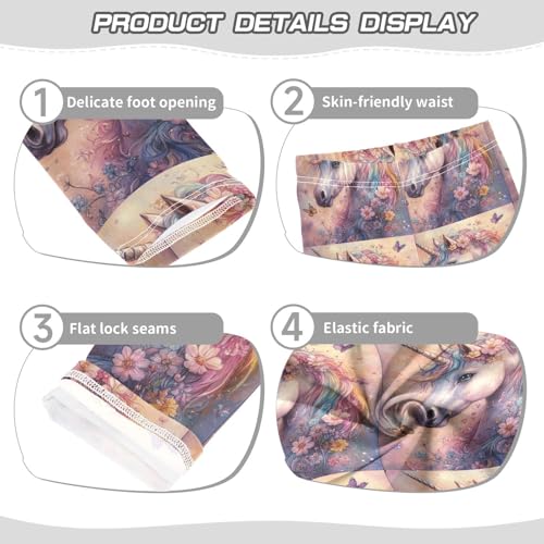 Watercolor Unicorn Rainbow Butterfly Colorful Girls Leggings Kids Yoga Pants Dance Active Tights 4T3