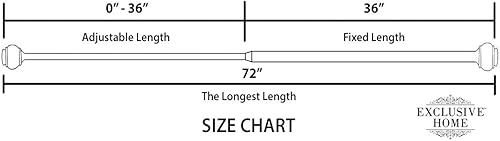 Miniatura 3 de Exclusive Home Curtains ER1024-02 66120 - Juego de barra de cortina doble de mosaico blanco y remate, ajustable de 66 a 120 pulgadas, plomizo