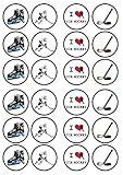Ice Hockey, Eishockey, Essbare PREMIUM Dicke GEZUCKERTE Vanille, Wafer Reispapier Cupcake Toppers/Dekorationen