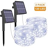 【Energiesparend und umweltfreundlich】 Überspringen Sie die höheren Stromrechnungen. Tagsüber wandelt das effiziente Solarpanel das Sonnenlicht in elektrische Energie um, die im eingebauten Akku gespeichert ist. Nachts leuchten die Lichterketten automatisch auf.