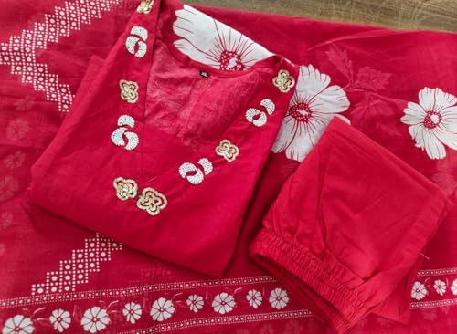 Image of Jatsy Women Pure Cotton Kurta Pant Dupatta Set | Salwar Suit Set For Girls And Women's