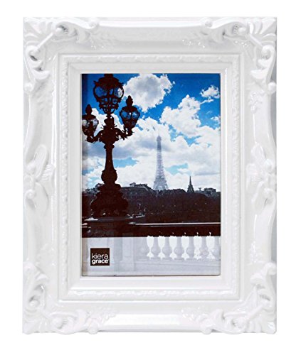 kieragrace Virginia Ornate Photo Frame, 5 by 7-Inch, White