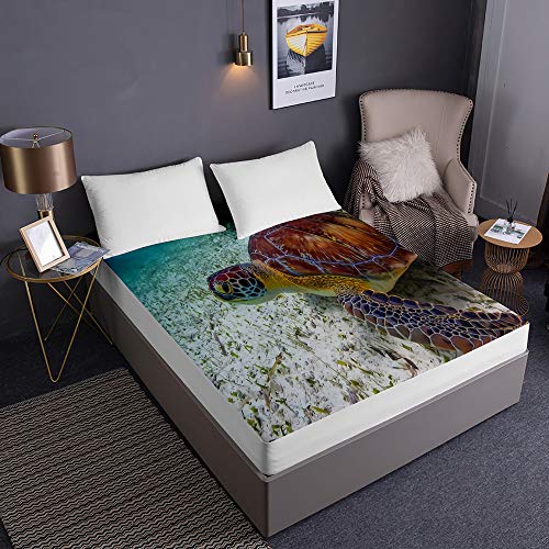Drap housse en microfibre de qualité supérieure avec impression 3D tortue - 3