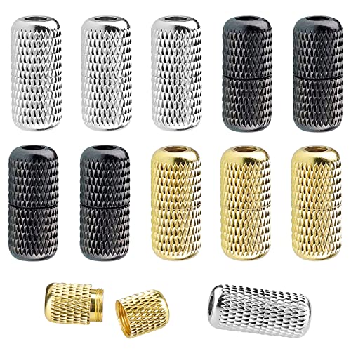 xinsheng Schnürsenkel Schnalle 12er Pack Metallkapsel Lazy Laces Schnalle für Herren / Damen, Schnürsenkel Zubehör, Schnürsenkel Verschluss Zubehör (Schwarz/Silber/Gold) Cover