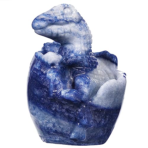 mookaitedecor Blue Aventurine Crystal Baby Dinosaur Ornament Collectible Figurine