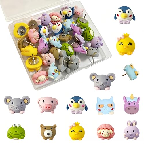 Ya en mundofriki.es: Auiremrti 30 chinchetas de animales, 10 diseños de animales, resina multicolor y pines de acero inoxidable para tablones de anuncios, tableros de corcho, paredes, pizarras blancas