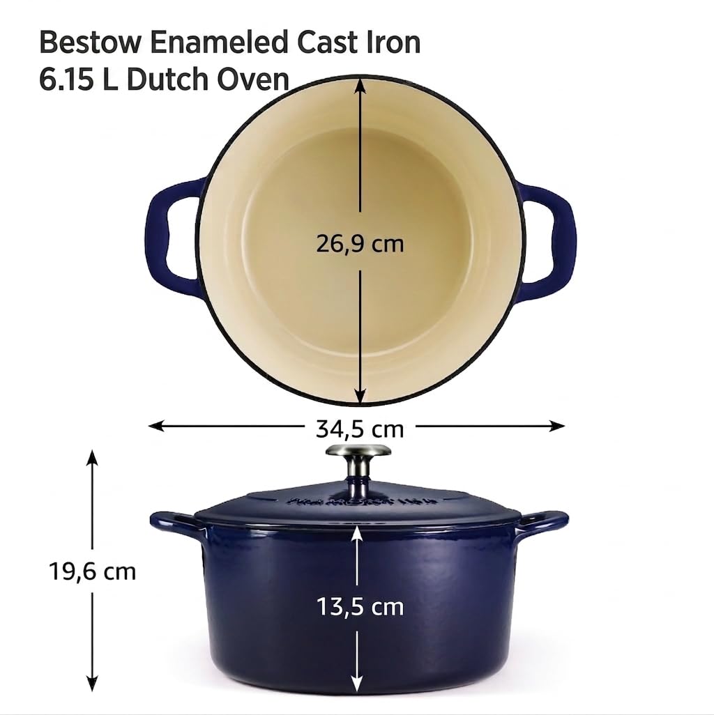Tramontina Cocote in Ghisa Smaltata con Coperchio Blu Bestow 26 cm 6,2 L