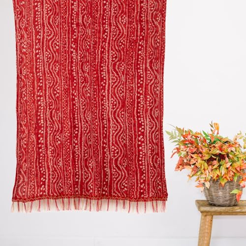 Image of Women's Art Silk Bandhani Print Dupatta with 2.20 Meters | Women's cotton printed dupatta with tassels