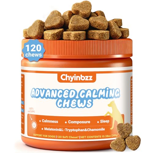 Chyinbzz Calming Chews for DogsAnxiety Relief Trests - Dog Calming Trests with Melatonin & glucosamine Turkey Bacon Flavor 120 Counts