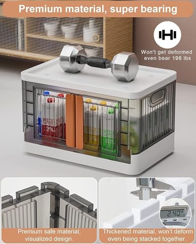 Image of Foldable Storage Bins with Lids & Wheels, Collapsible Plastic Storage Box with Double Door, Front & Top Opening Rolling Organizer for Clothes, Toys & Home Essentials (6 Layer)