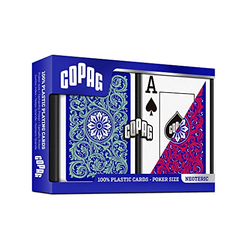 Image of Copag Neoteric, Plastic Playing Cards, Poker Size, Jumbo Index, Blue, Double Deck Set for Adult,Pack of 1