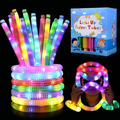 Gigilli 24 Pack Glow Sticks Party Favors for Kids 4-8-12, Goodie Bags Stuffers Light up Pop Tubes, Bulk Glow Necklace Bracelet Birthday Valentines Day Glow in the Dark Party Supplies Party Decoration Cover