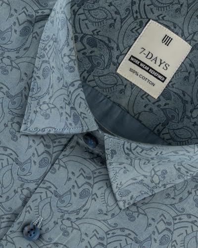 Image of 7-DAYS Men's Premium Formal Printed Shirt - 100% Cotton, Regular Fit, Full Sleeves, with Pocket - Stylish for Special Occasions.
