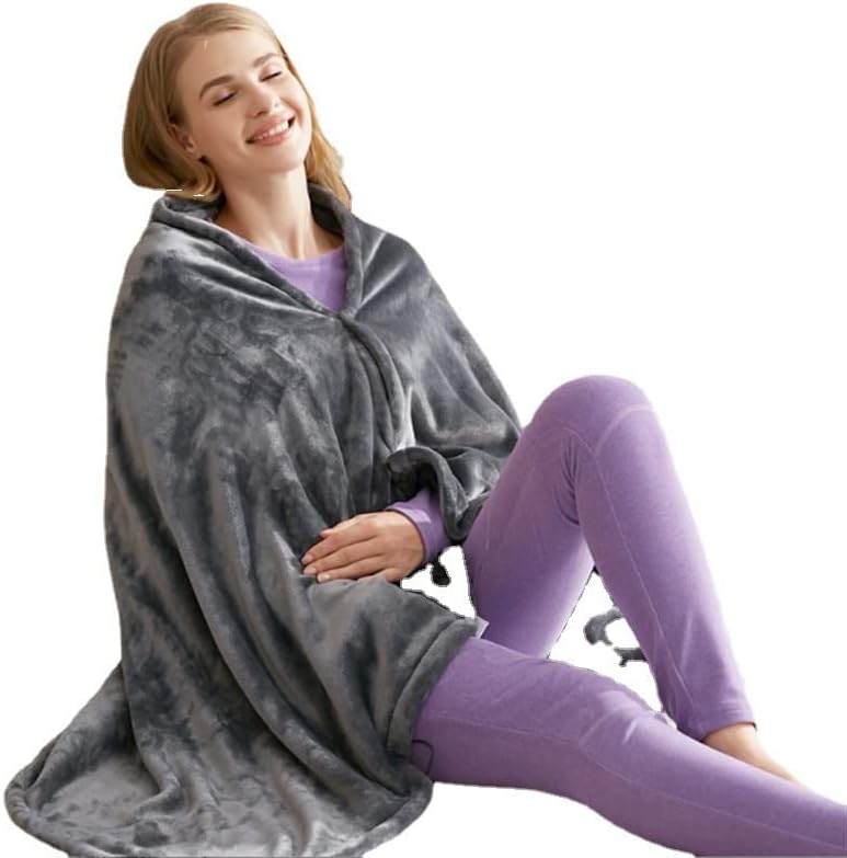 Miniatura 2 de Manta eléctrica, chal calentado por USB, manta eléctrica de franela de felpa con 3 ajustes de nivel de calor para automóvil, oficina, hogar y viajes