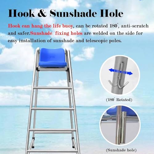 Silla de socorrista de acero inoxidable 180 cm azul miniatura 5