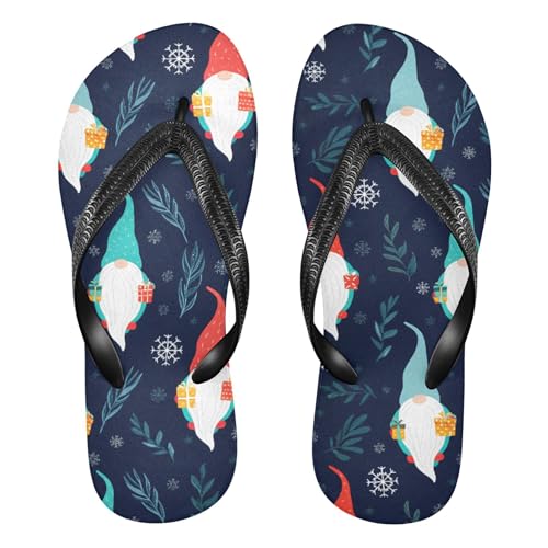 Burbuja Scandinavian Christmas Gnomes Flip Flops for Women Men, Soft Thong Sandals Rubber Slippers for Pool Beach Essentials