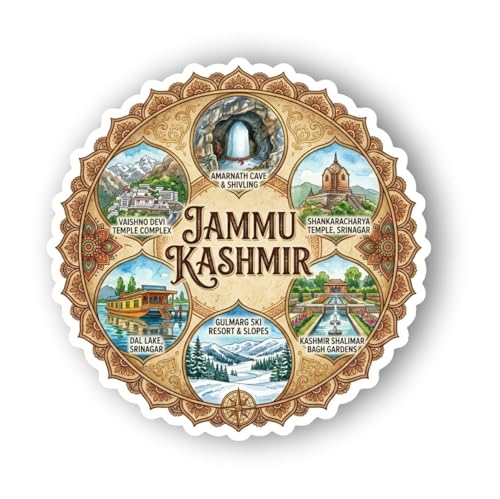 Image of Jammu Kashmir Textured Finish Acrylic Fridge Magnet - UV Texture Printed, Stylish Multicolor Magnet for Fridge, Wardrobe & Metal Surfaces, Pack of 1 (Jammu Kashmir 1)
