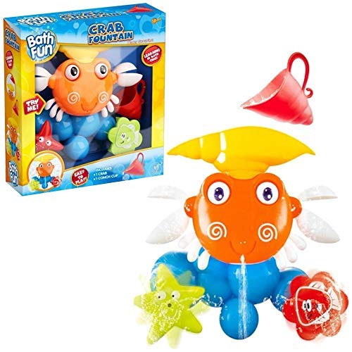 Rexco Splash Fountain Water Toy Crab Beach Bath Time Tub Pool Fun Spray Childrens Kids Baby Toddler Infant Aqua Spraying Sea Life Toy Sprayer Sprinkler